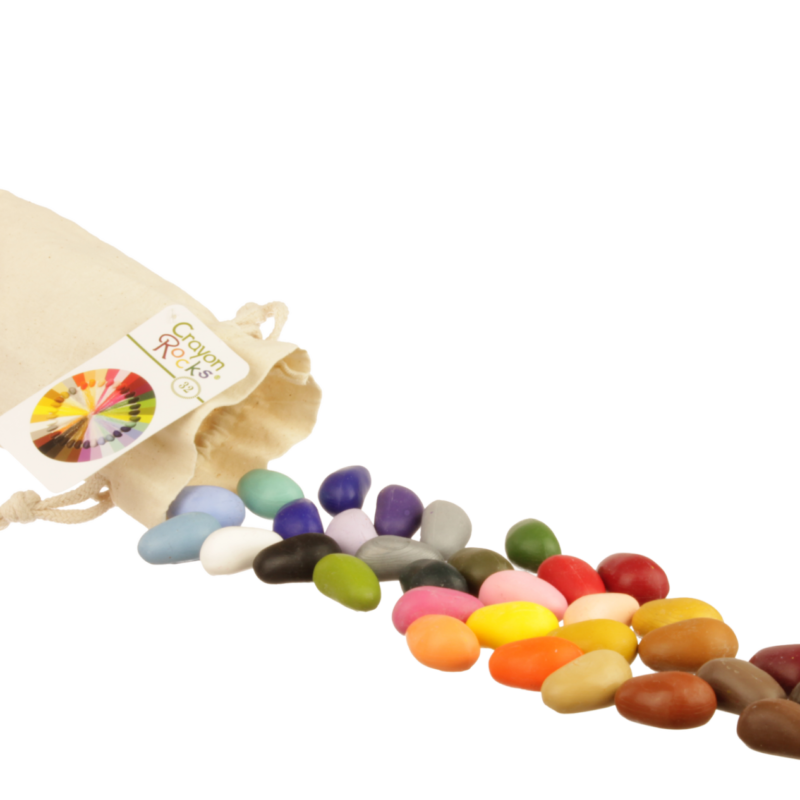 Eco-Friendly Crayon Rocks – 32 Colors in a Muslin Bag