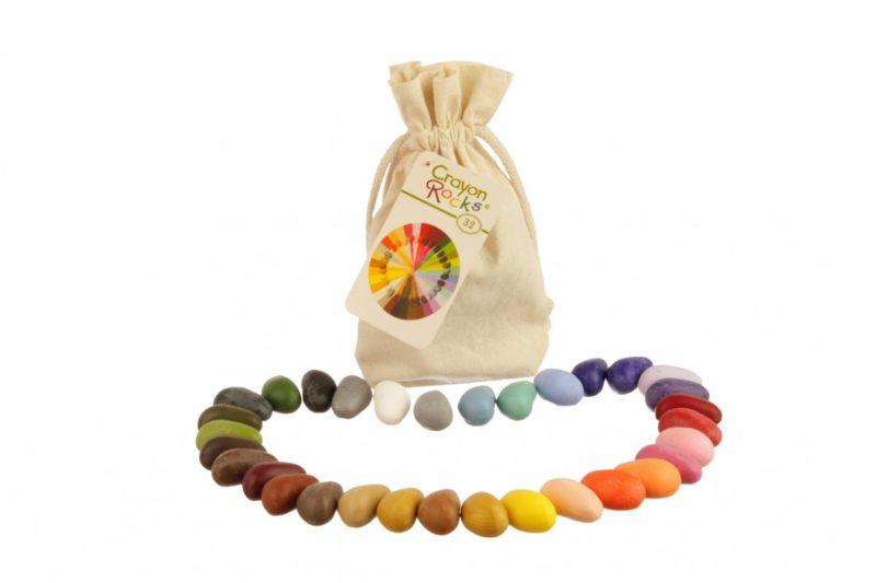 Eco-friendly crayon rocks: Non-toxic biodegradable soy based crayons made in the USA. Muslin bag plastic-free