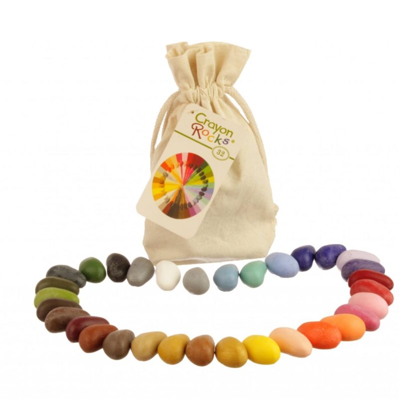 Eco-friendly crayon rocks: Non-toxic biodegradable soy based crayons made in the USA. Muslin bag plastic-free