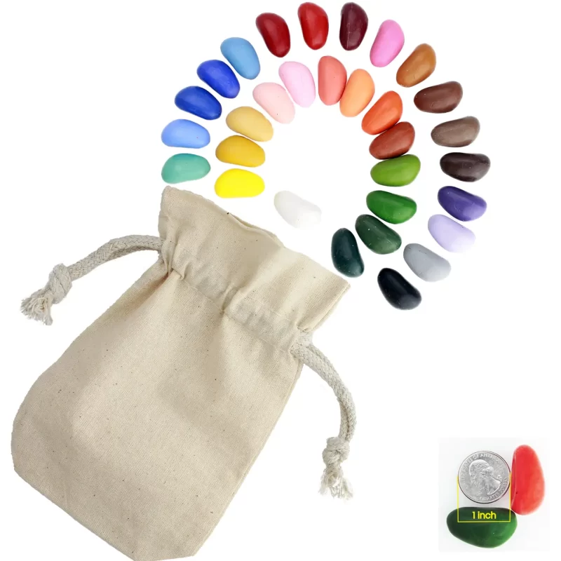 Eco-Friendly Crayon Rocks – 32 Colors in a Muslin Bag