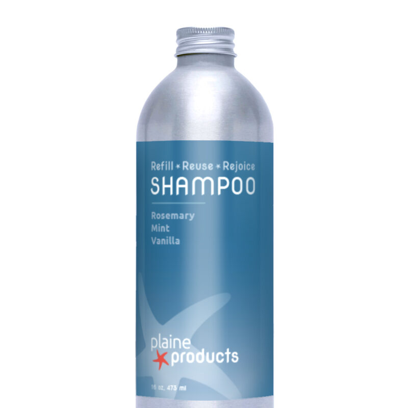 Refillable Rosemary Mint Shampoo in an Aluminum Bottle