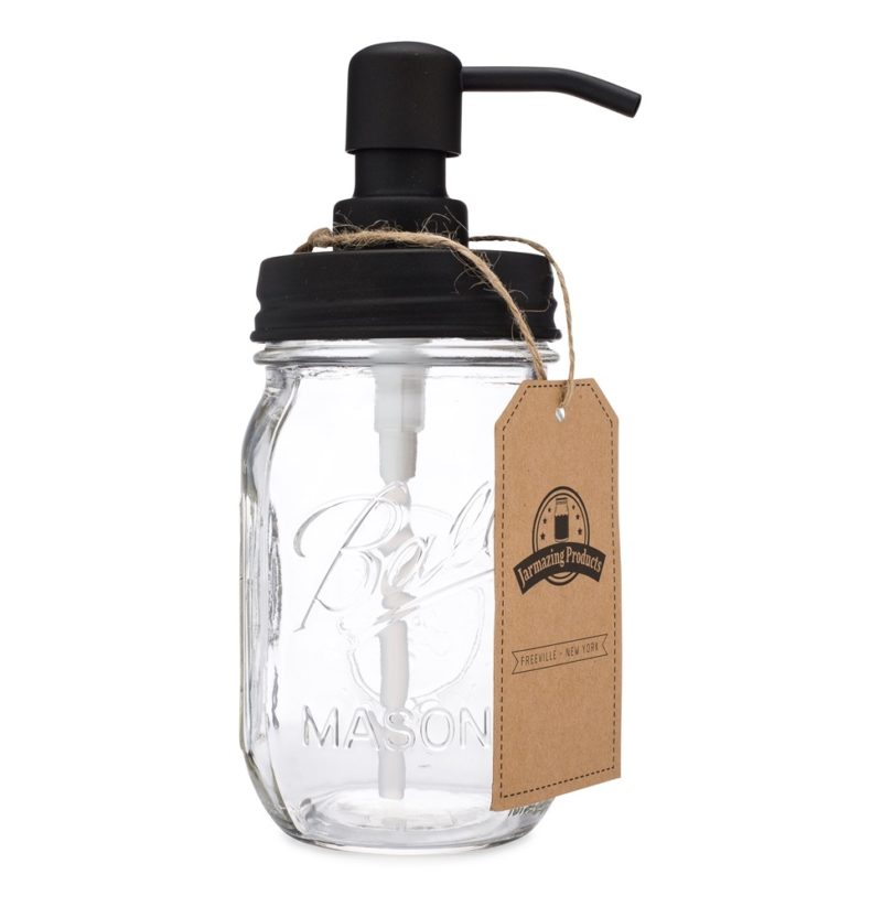 mason jar style soap dispenser black stainless steel - Copy