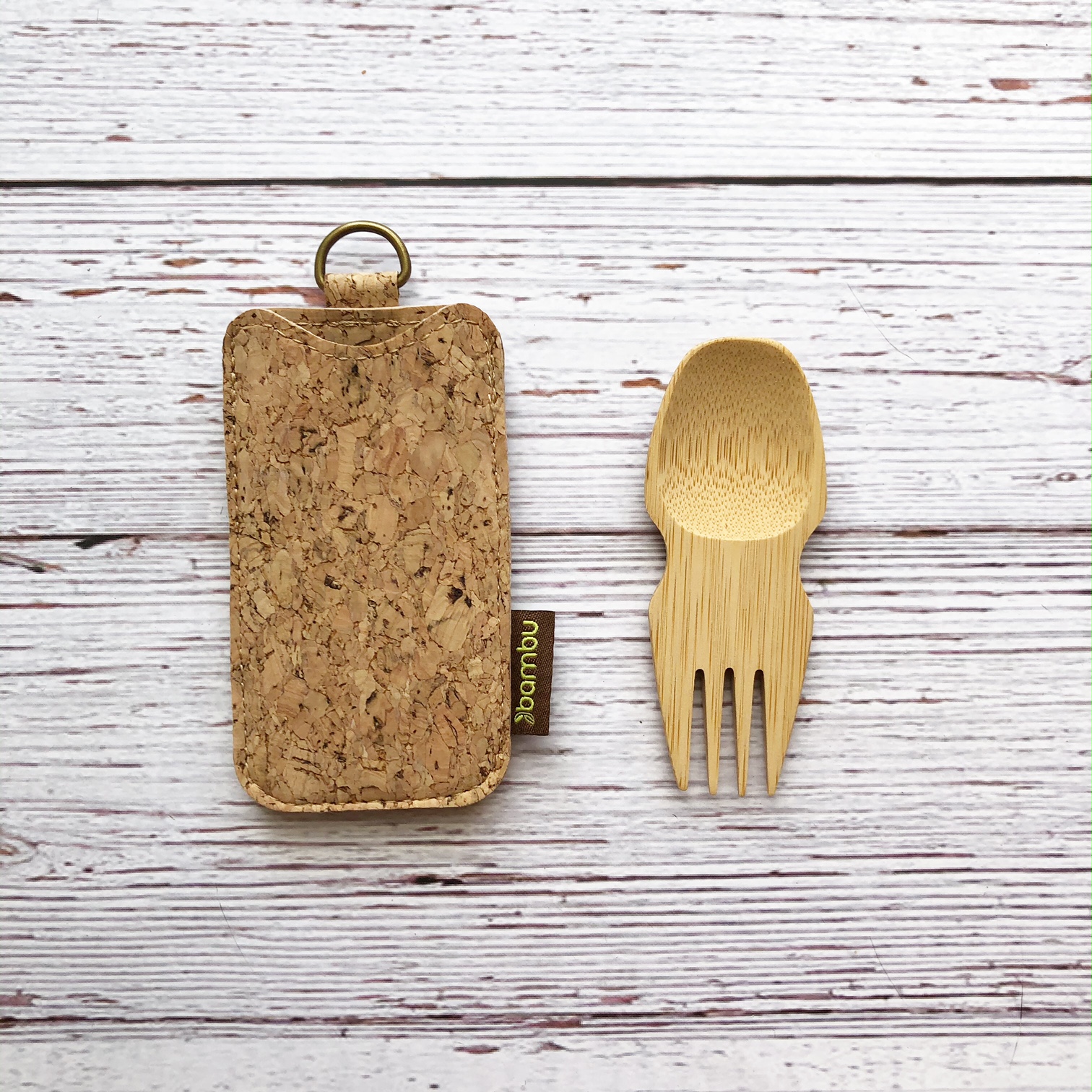 Bambu Bamboo Utensil Travel Set Cork