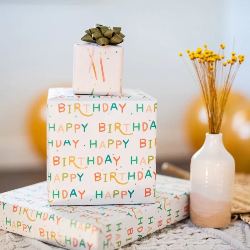 eco-friendly birthday wrapping paper recyclable compostable small business