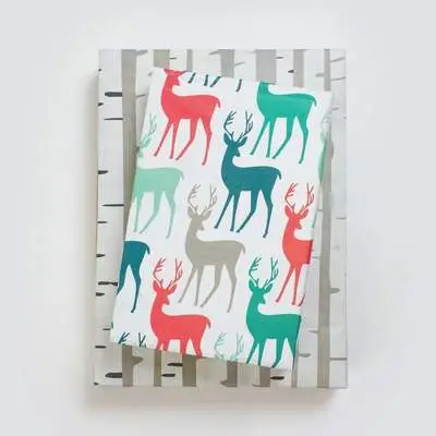 eco-friendly holiday wrapping paper made in the USA Stags and Birch