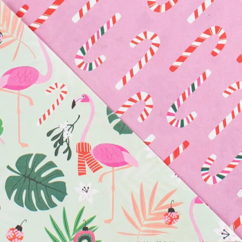 candy cane falmingos wrapping paper